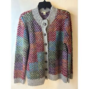 Appleseed sweater cardigan small color block Big Buttons